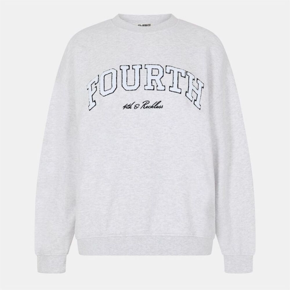 4th & Reckless Womens/Ladies Leon Logo Crew Neck Sweatshirt / Light Grey
